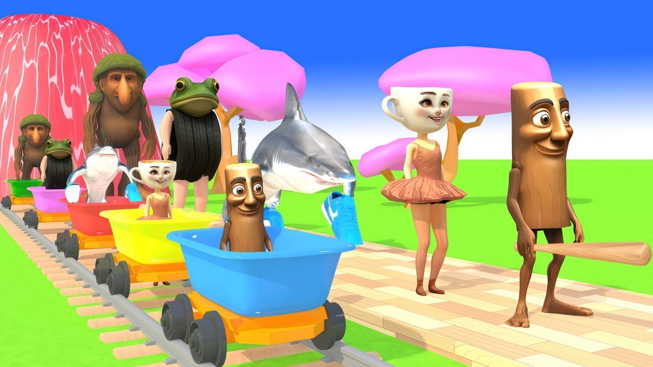 Long Slide Game With Cow Elephant Gorilla Hippopotamus Tiger - 3d Animal Game - Funny 3d Animals
