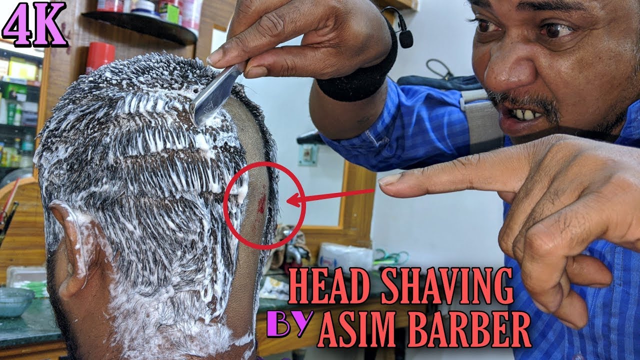 Head Shaving & Head Massage By Asim Barber / Dangerous Neck Cracking | ASMR 4K