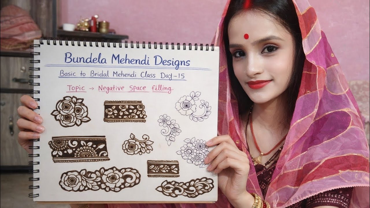 Basic to Bridal mehendi Class Day 15 | Topic negative space Filling|| #bundelamehendidesigns 