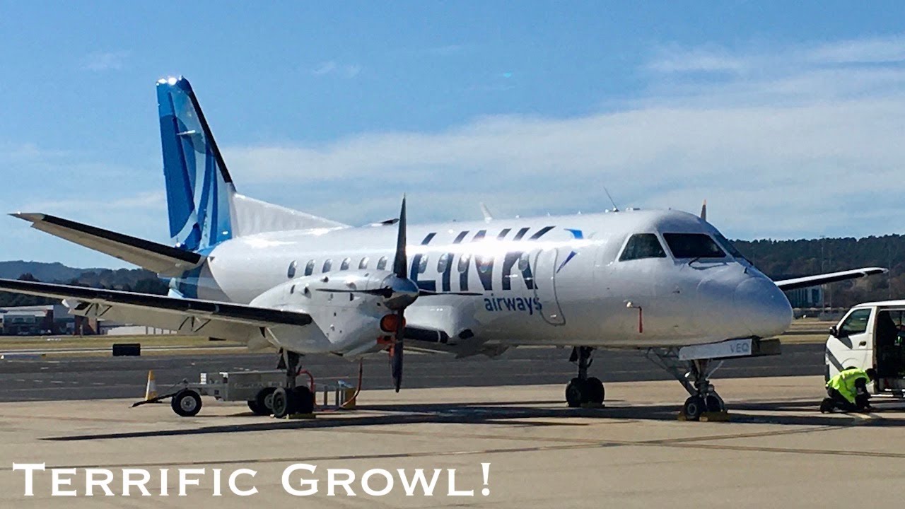 Saab 340B+ Startup, Taxi, and Takeoff (VH-VEA)