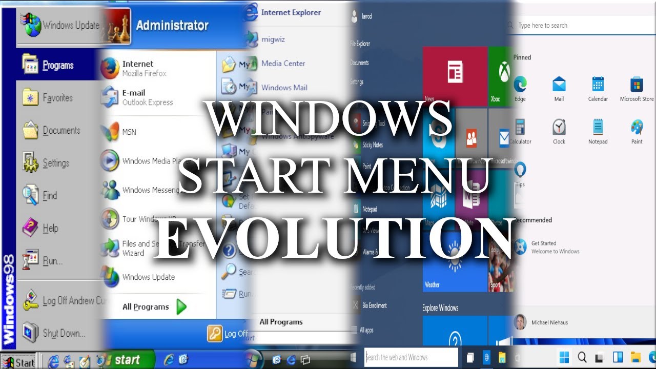 Microsoft Windows Start menu Evolution
