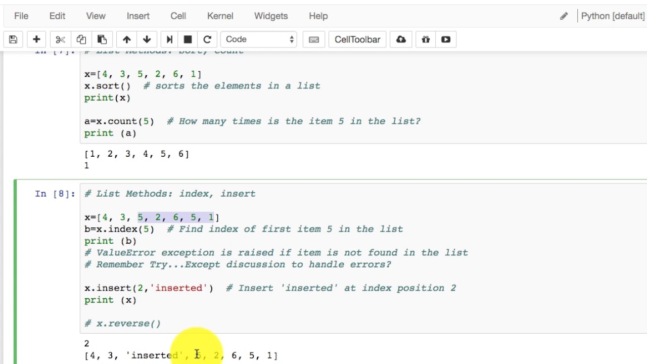 Lists - More Methods and Functions (Python)