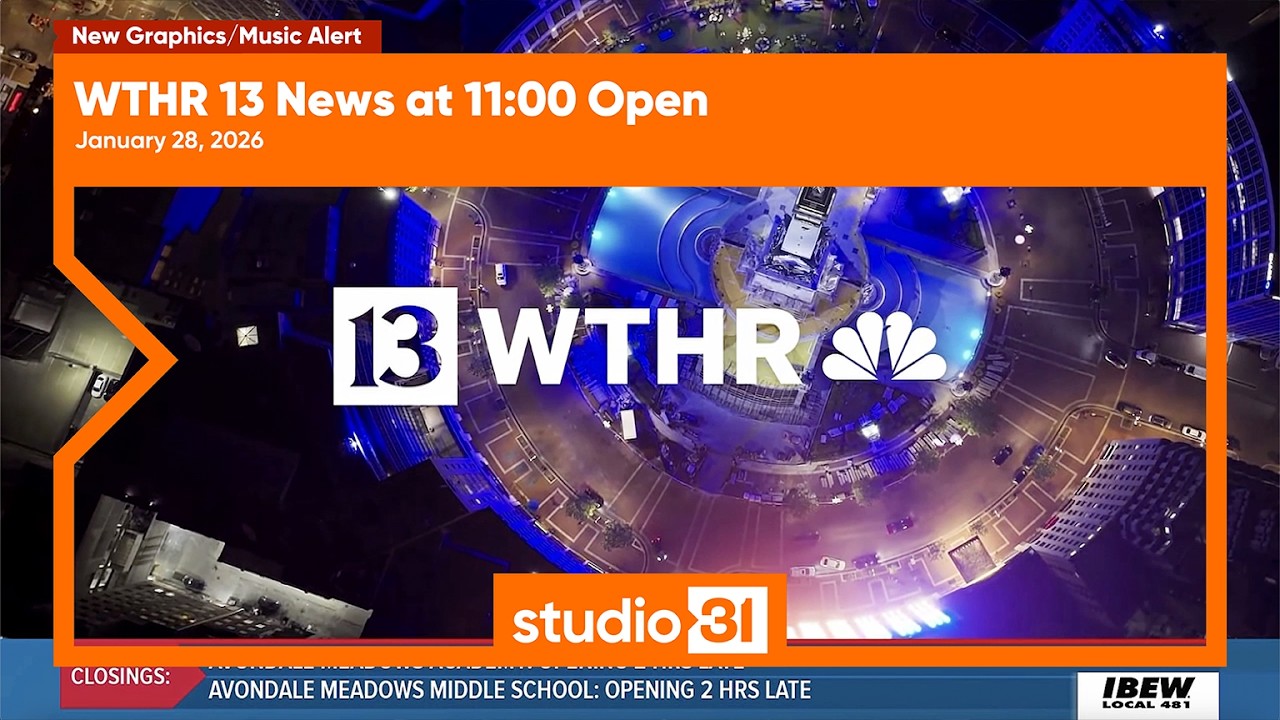 WTHR 13 News at 11:00 Open, 1/28/2026 (New Graphics/Music)