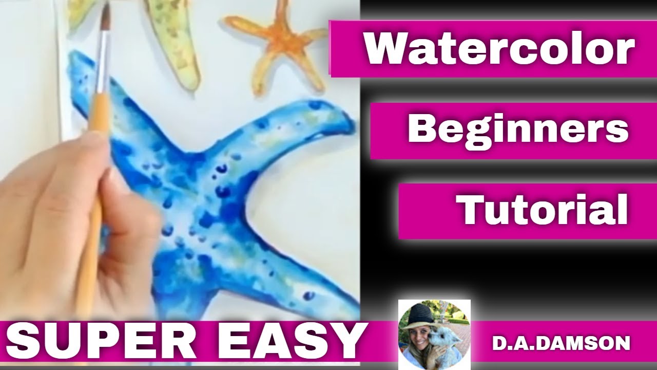 Watercolor painting tutorial for beginners step by step Starfish Watercolor Easy and relaxing
