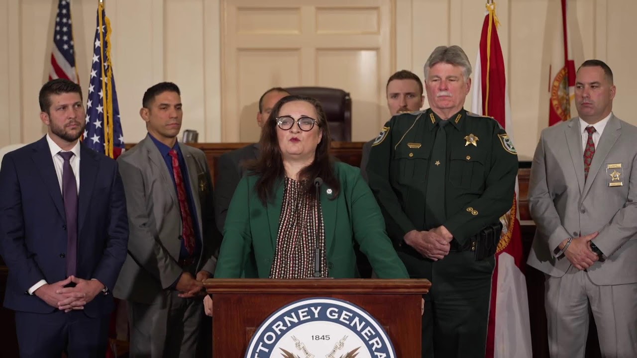 AG Uthmeier joins State Attorney Gladson and Sheriff Nienhuis to announce child predator indictment.