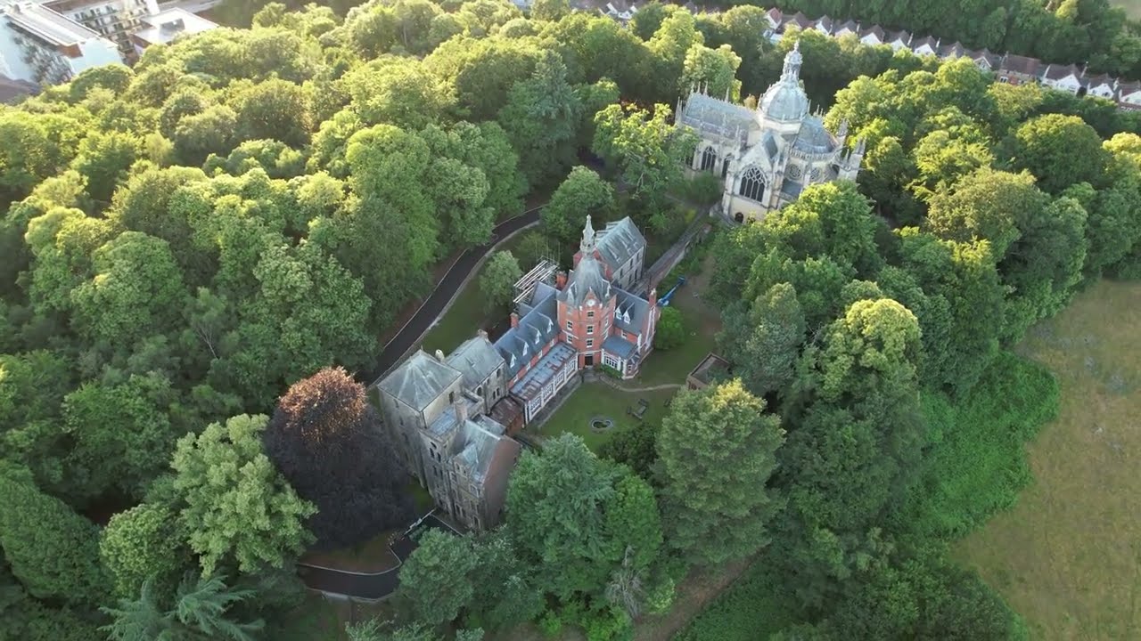 DJI Air 2S – St Michael’s Abbey and Monastery in Farnborough, Hampshire on a July Sunday evening