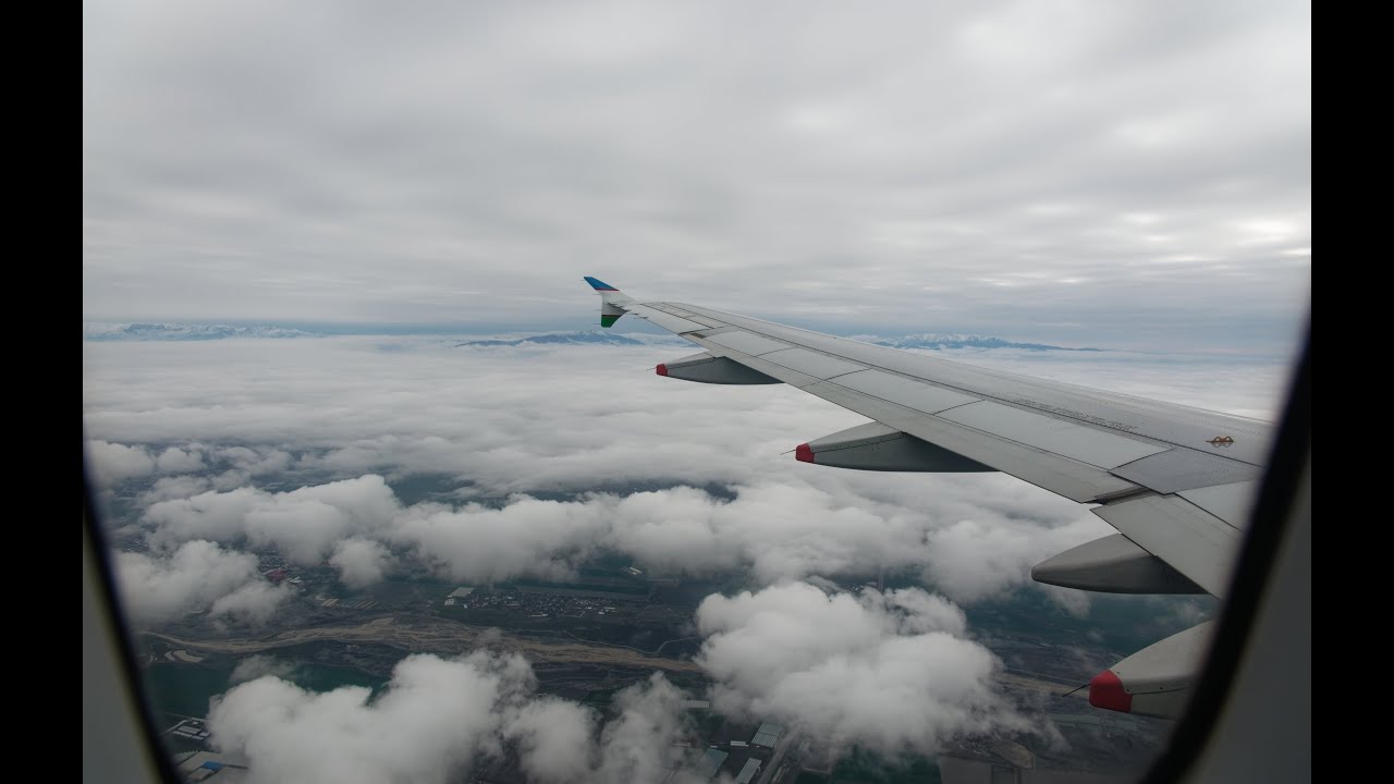 Посадка в новом аэропорту Самарканда. Airbus A320, UK32018, Март 2022
