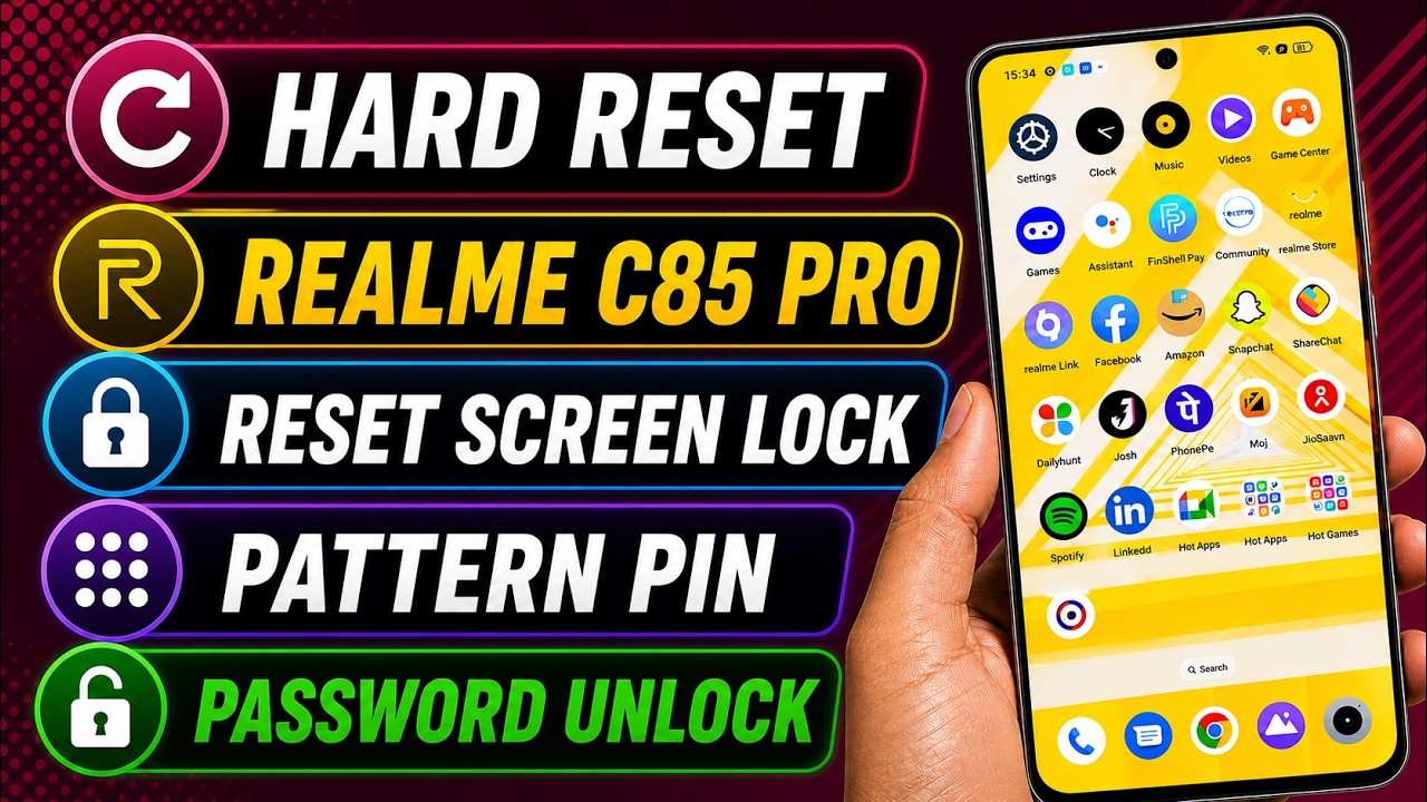 Hard Reset Realme C85 Pro | Realme C85 Pro Reset Screen Lock Pattern Pin Password Fingerprint Unlock