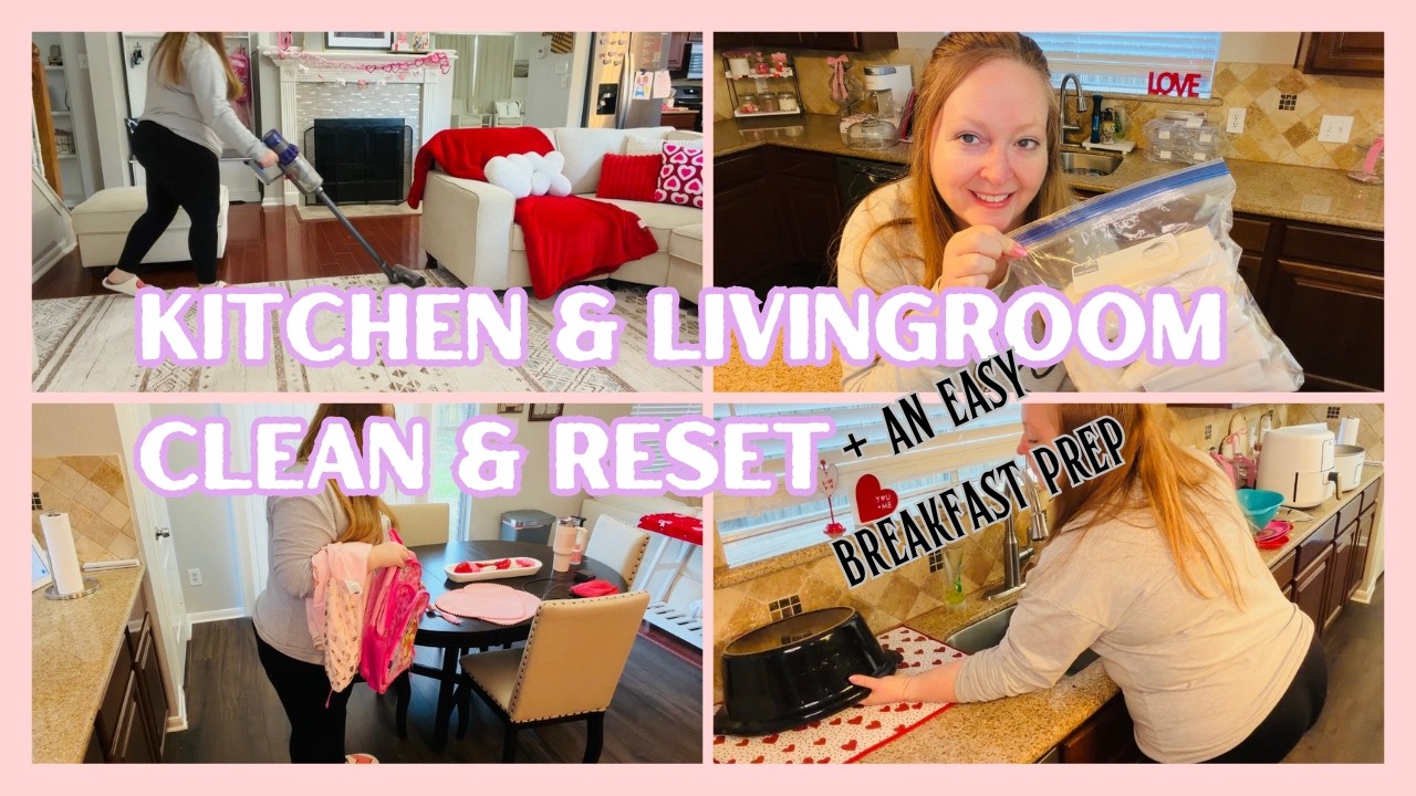 Kitchen and Livingroom Clean + an easy breakfast prep that's great for fast mornings