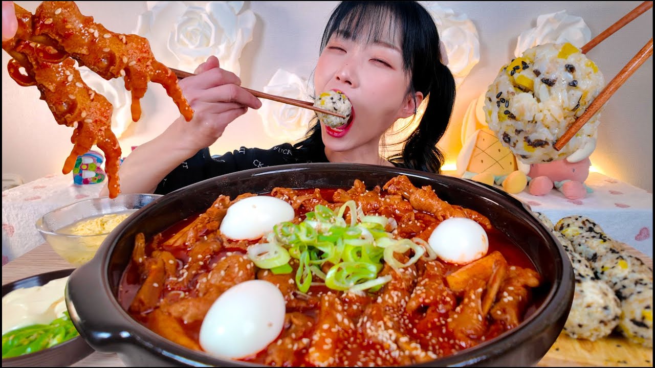 Mukbang:)🐔Brushing your teeth with spicy chicken feet ☆ Big Bites :: ASMR :: Eatingshow ☆