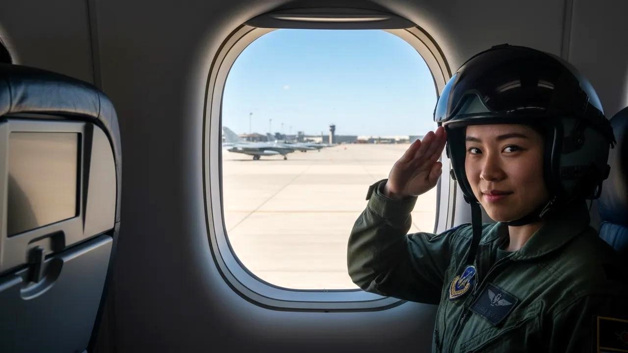 Ona siedziała tylko na miejscu 12F – ale jej przeszłość sprawiła, że piloci F-22 stanęli na baczność