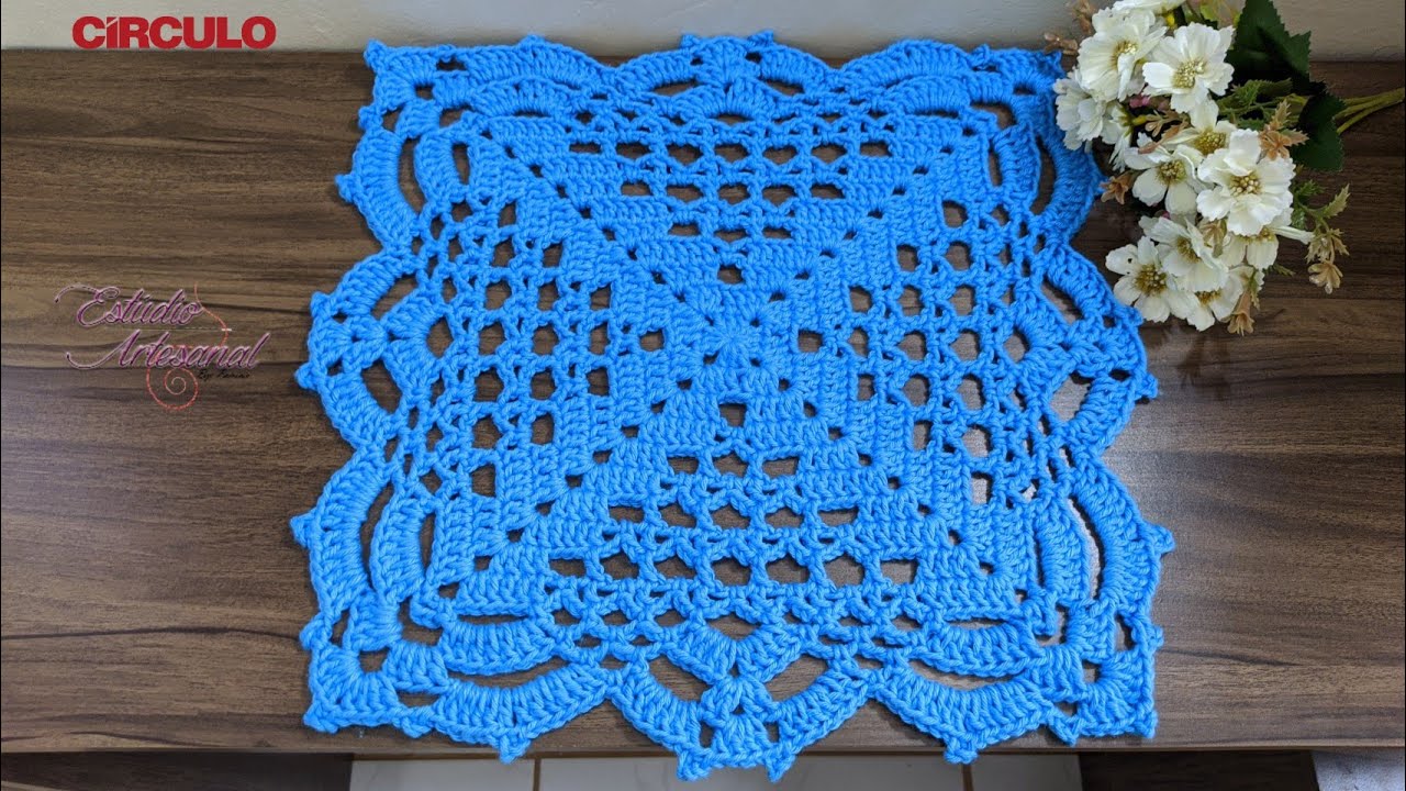 Sousplat de crochê | modelo quadrado | Crochet tutorial stitches