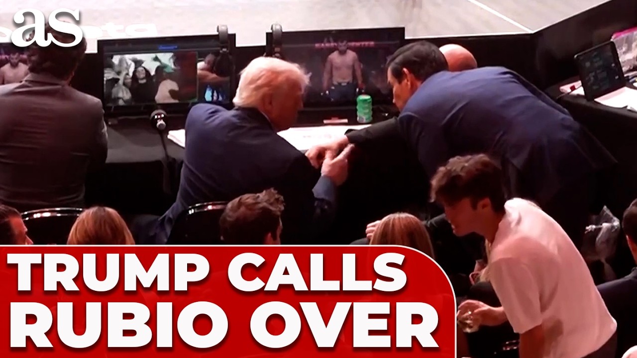 Trump GESTURES Marco Rubio OVER for a private ringside CONVERSATION at UFC 327