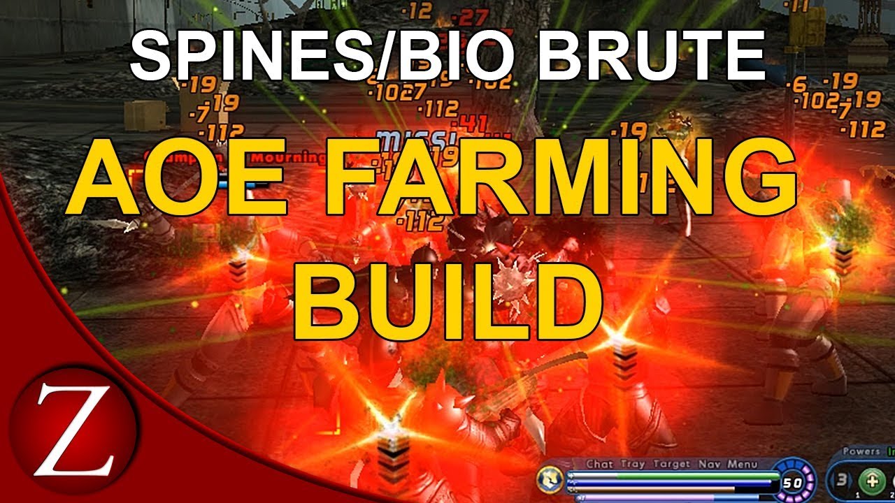 Spines/Bio Brute AOE Farming Build - City Of Heroes Gameplay