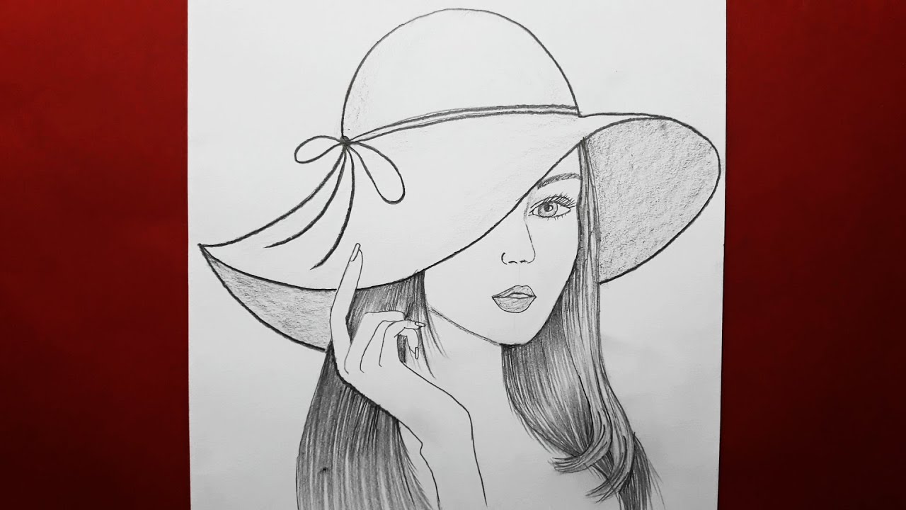 Kolay Yoldan Şapkalı Güzel Kız Çizimi / Easy Way Beautiful Girl Drawing with Hat