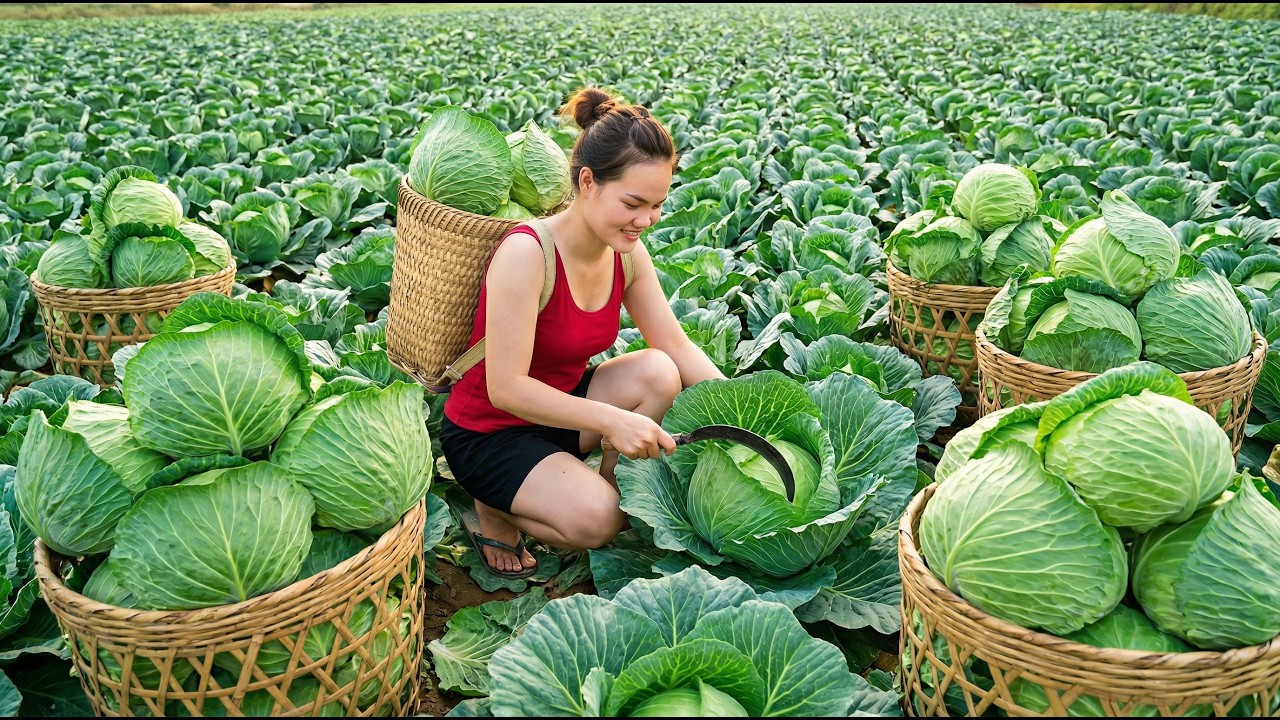 Harvesting 1000+ Giant Fresh Cabbages, Gose To Marrket Sell To Earn Money To Buy Pork