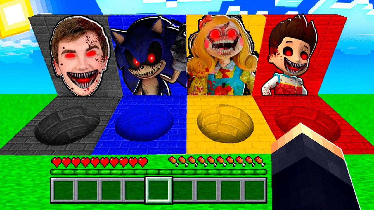 Ne CHOISISSEZ pas le mauvais TROU SECRET sur Minecraft ! ( WILLIBED , SONIC , MISS DELIGHT , RYDER )