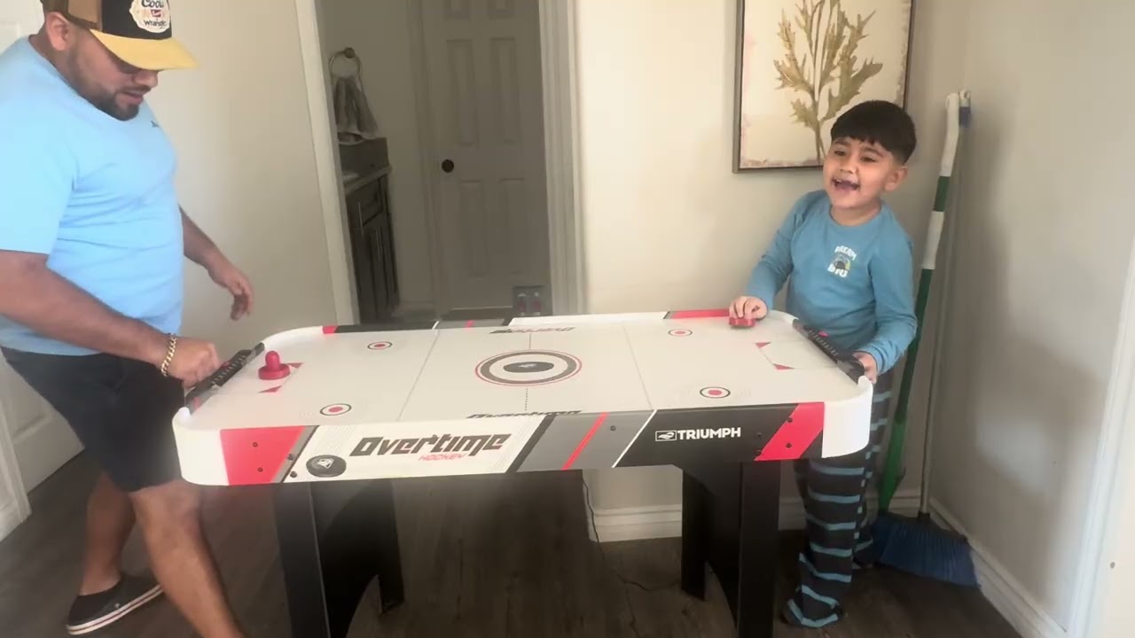 Playing hockey 