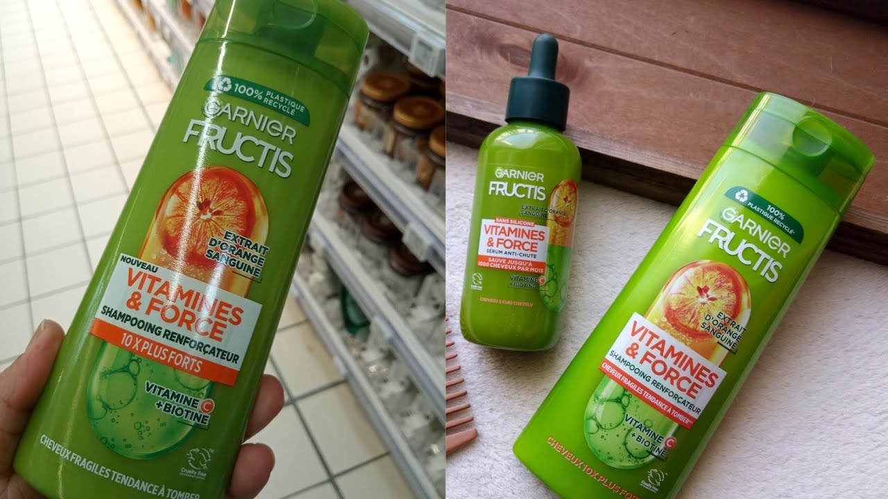 شامبو بلسم و سيروم من Garnier fructis للشعر المتساقط،الضعيف و المتضرر بمستخلص البرتقال الاحمر .