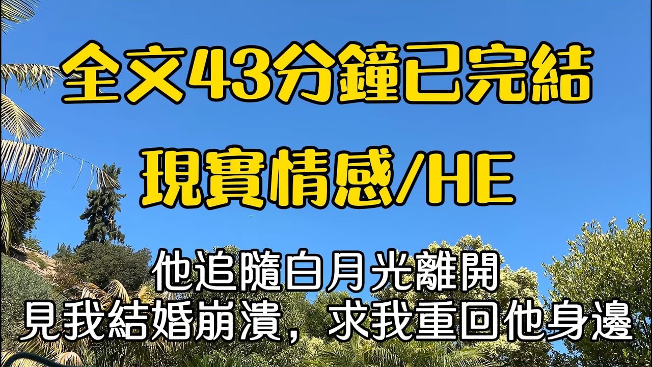 【完結文&bull;現代言情】他追隨白月光離開，見我結婚崩潰，求我重回他身邊 #分享 #床邊故事 #小說 #小說推文 #現代言情