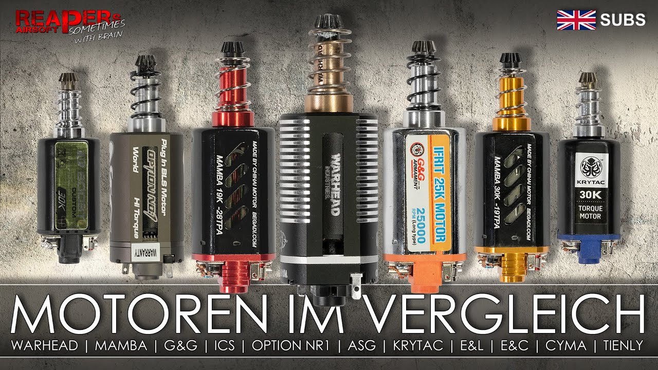 [Tech] Motoren im Vergleich (Warhead Brushless,G&G, E&L,Cyma,ASG, Option Nr.1) Airsoft (DE, EN Subs)