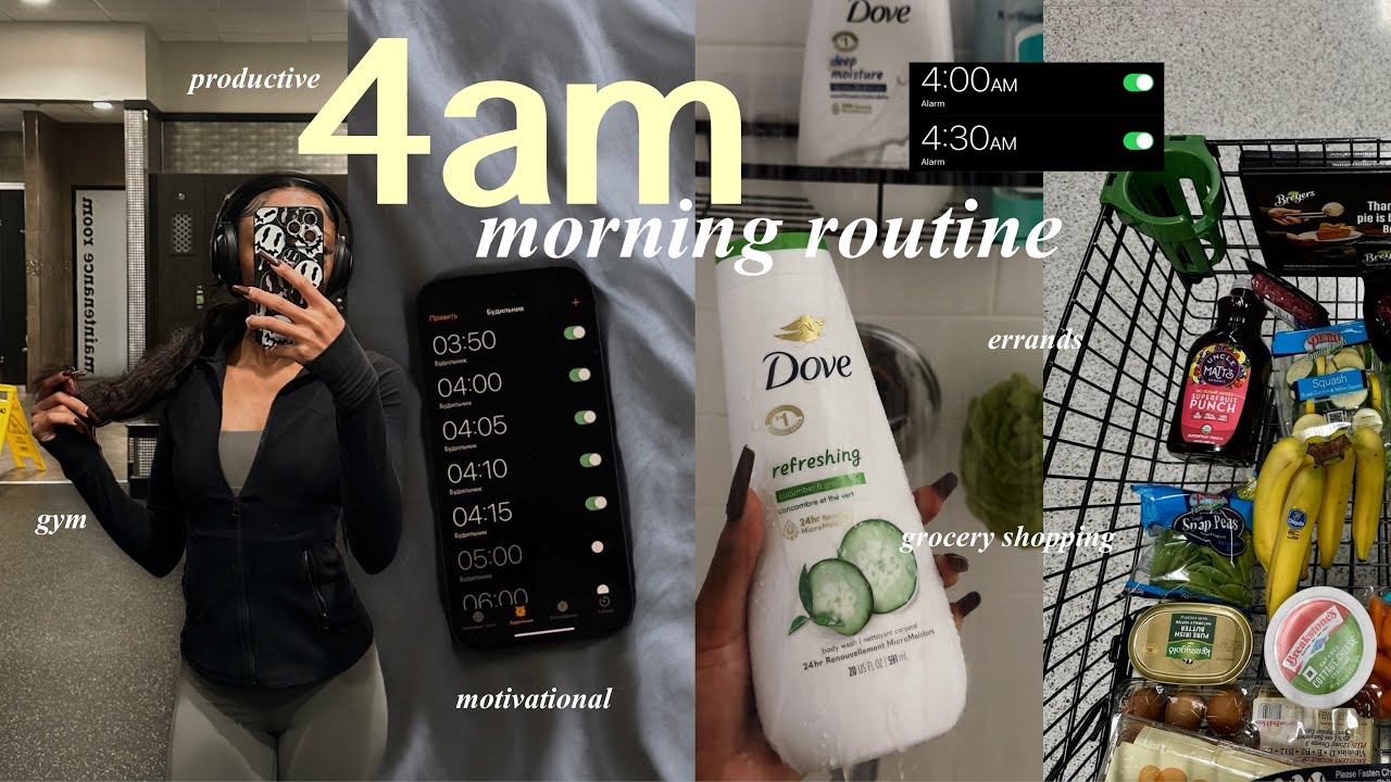 4AM morning routine! gym, healthy habits, grocery shopping *realistic & productive af*