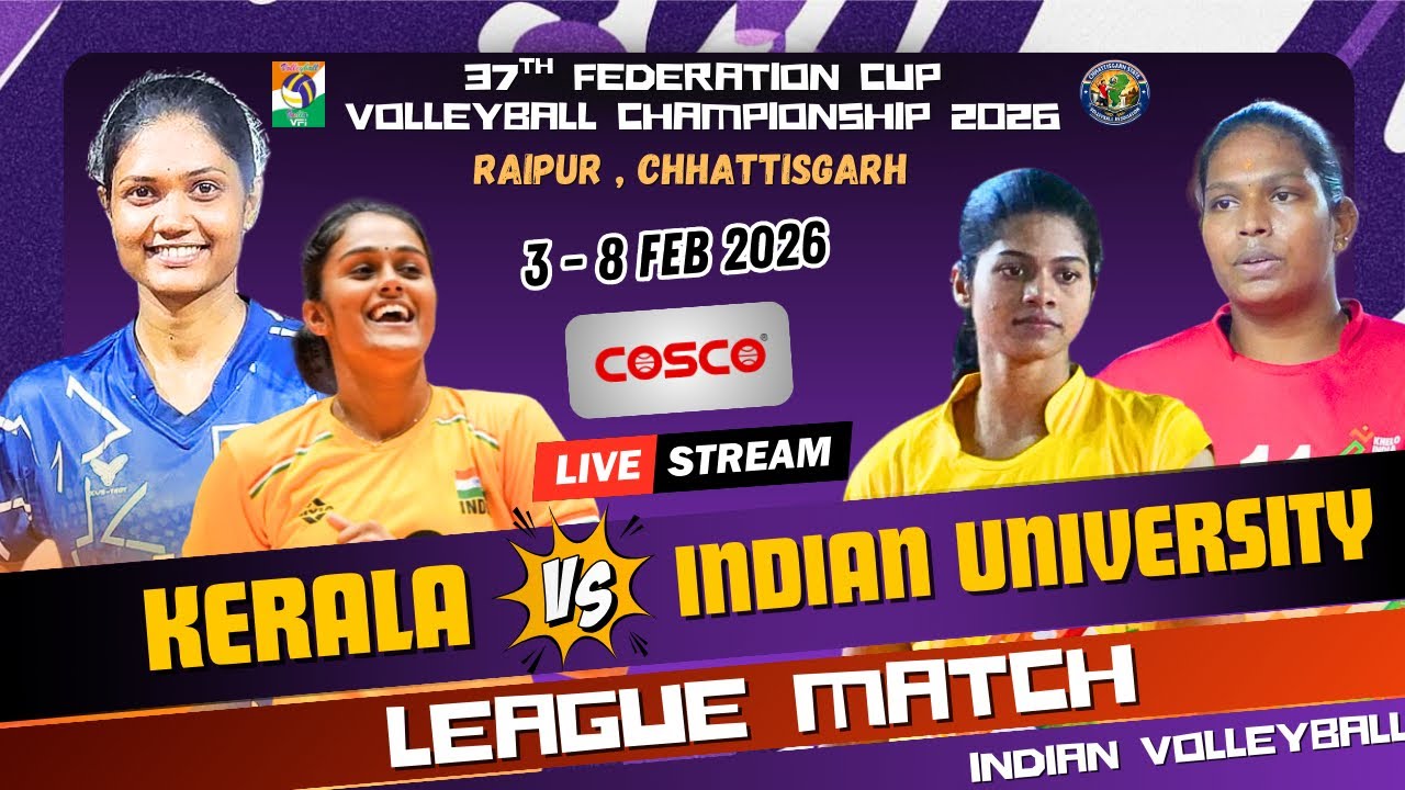 🔥Kerala Vs AIU | Womens | HD Live | 37th Federation Cup Volleyball 2026 at Chhattisgarh 