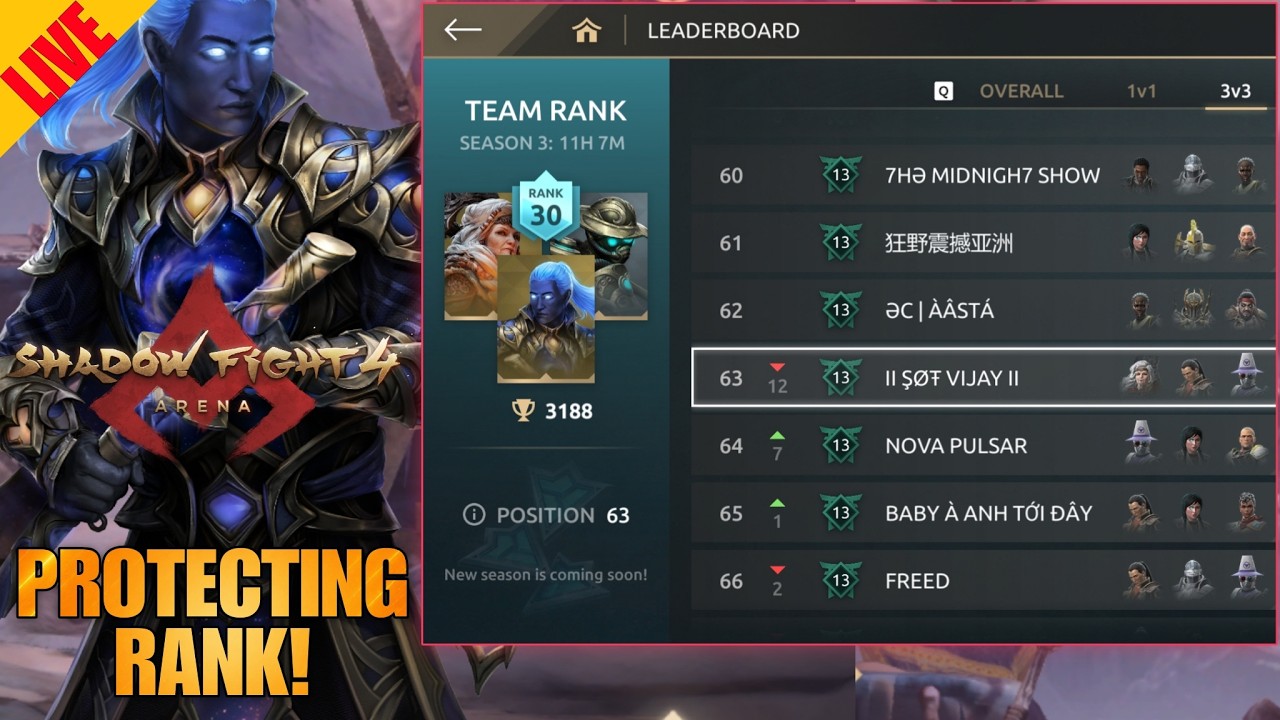Season 3 Ending 🤠 Can We Protect Rank From Stream Snipers?  Shadow Fight 4 Arena Live 2026