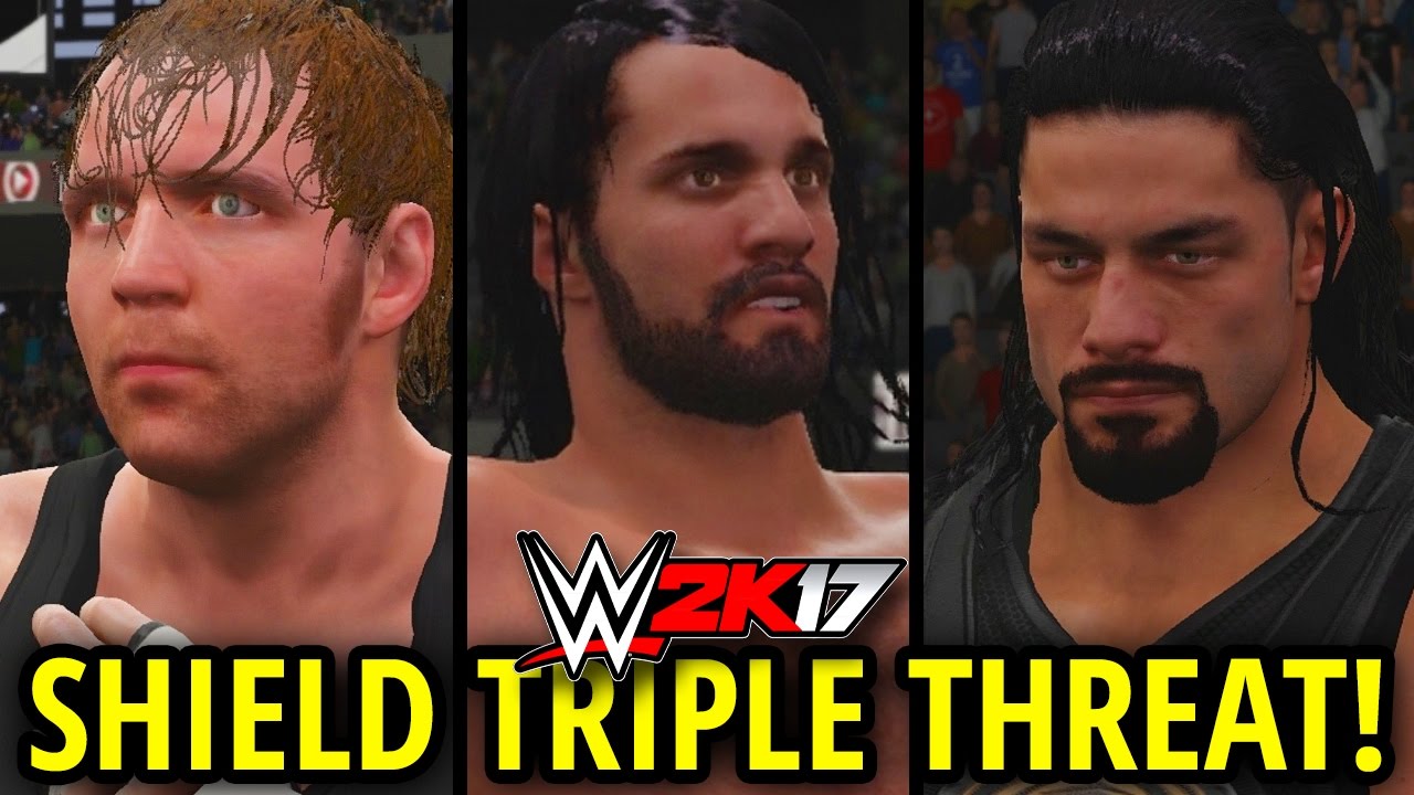 WWE 2K17 - SHIELD TRIPLE THREAT!! ROMAN REIGNS, DEAN AMBROSE, SETH ROLLINS!! (FULL MATCH GAMEPLAY!!)