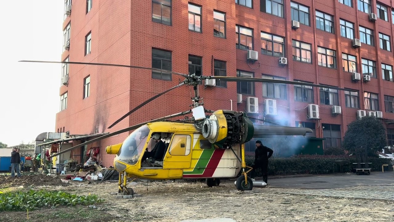 kamov ka-26 helicopter ground running with blades