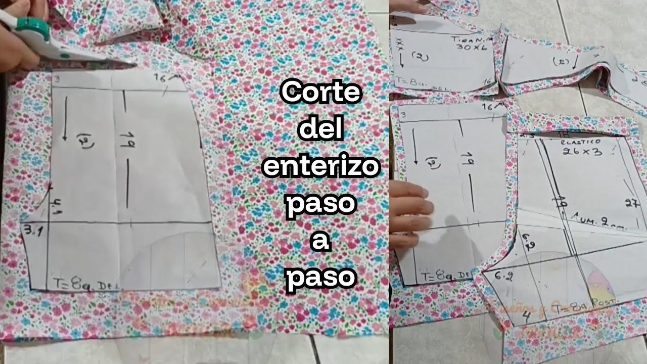 Cortando el enterizo de tirantes para la clase del 21 de febrero alas 8p.m