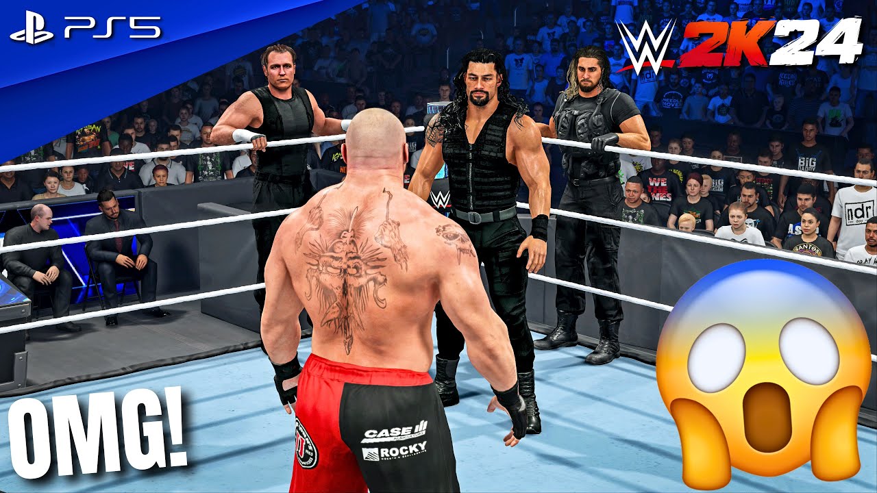 WWE 2K24 — Брок Леснар против Щита — Гандикап-матч 3 на 1 | PS5™ [4K60]