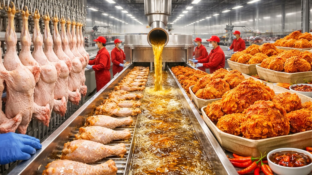 Inside a High-Tech Fried Chicken Processing Plant – From Raw Chicken to Super Spicy Fried Chicken