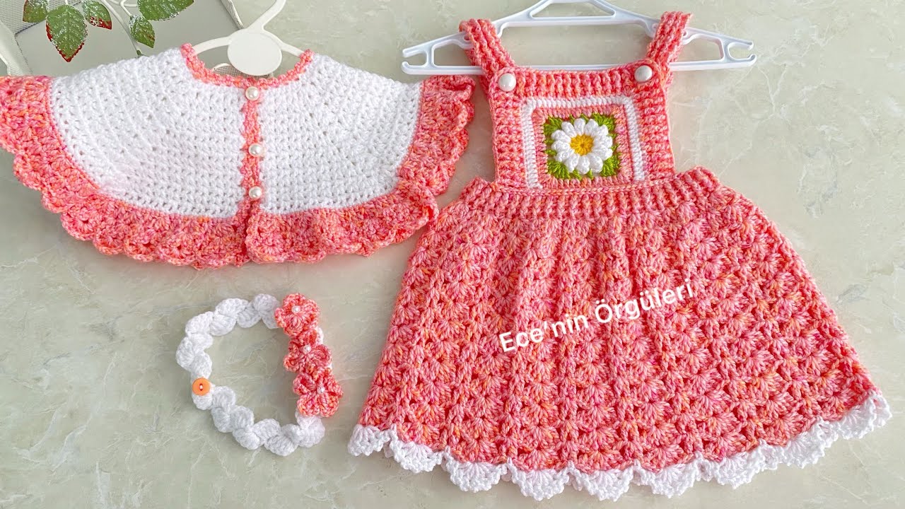 Crochet Flower Baby Dress /Tığ işi Çiçekli Bebek Elbise/3-6 ay