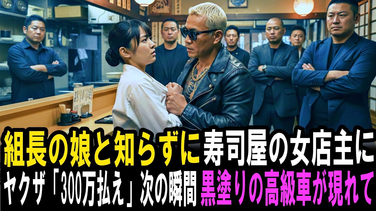 組長の娘と知らずに「300万払え！」と寿司屋の女将に恐喝するヤクザ。次の瞬間、黒塗りの高級車が現れて