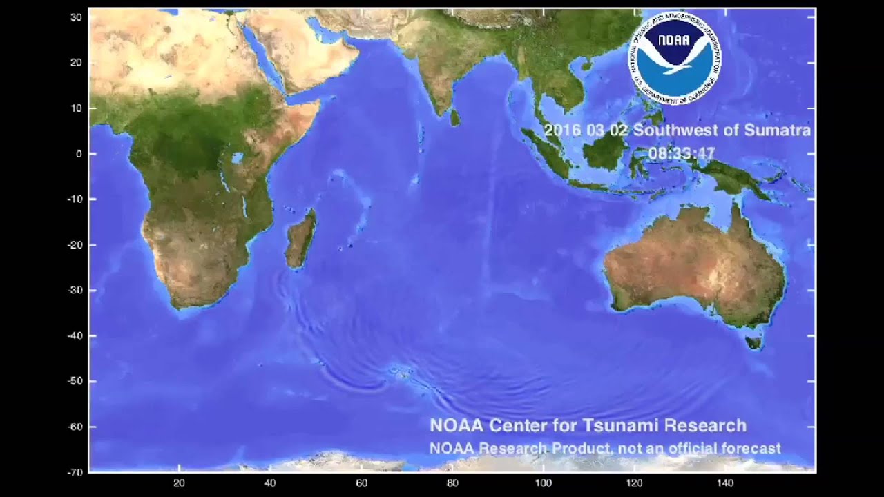 March 2, 2016 Southwest of Sumatra tsunami propagation