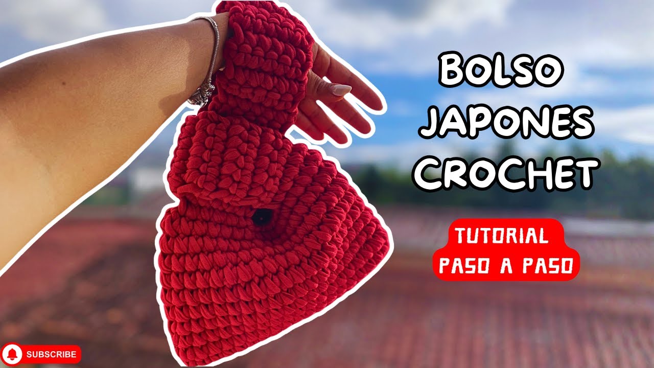 Bolso Japonés Tejido en Crochet con Trapillo | Paso a Paso Súper Fácil