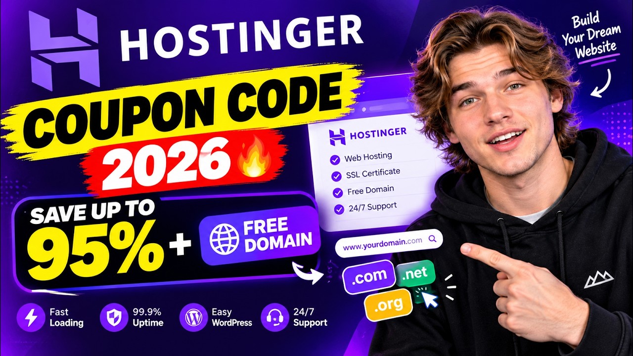 Промокод Hostinger 2026 🔥 Скидка до 95% + бесплатный домен