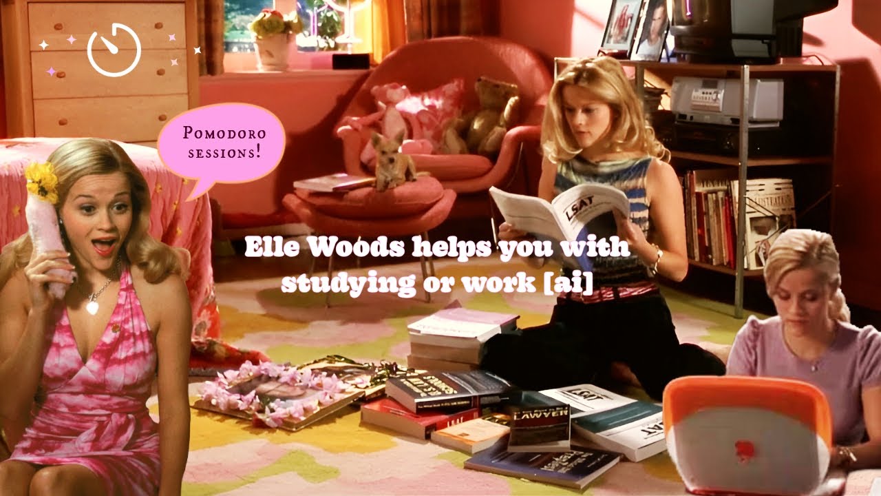 elle woods guides you while you study (or work) 💖📖 dialogue, pomodoro timers, writing sounds