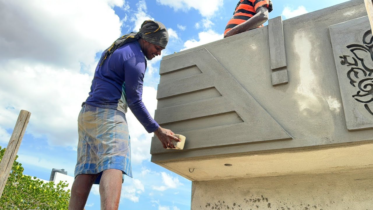Plastering Techniques of Elevation_Border Design Accurately with Cement |Front Wall Elevation 