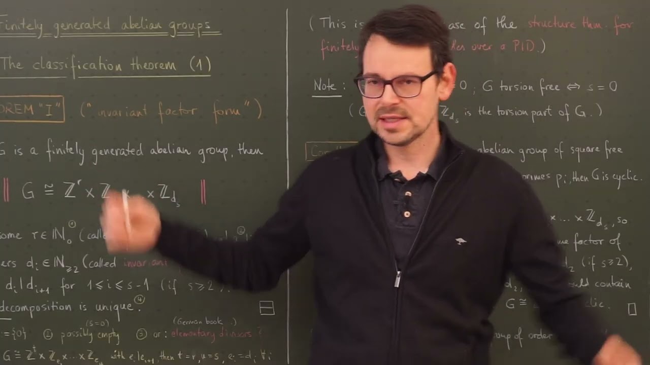 Gruppentheorie (Lektion 37 / deutsch): KLASSIFIKATION ENDLICH ERZEUGTER ABELSCHER GRUPPEN (1)