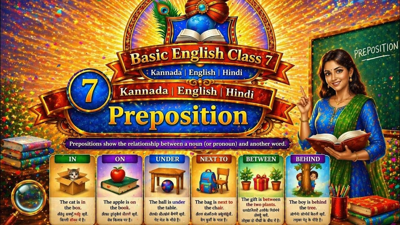 Spoken English Class 7MasterEnglish 4life | preposition in kannada | English through Kannada & Hindi