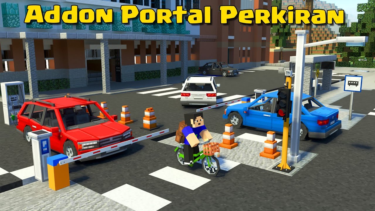 Menghias Jalanan Dengan Addon Palang Portal Parkiran di MCPE