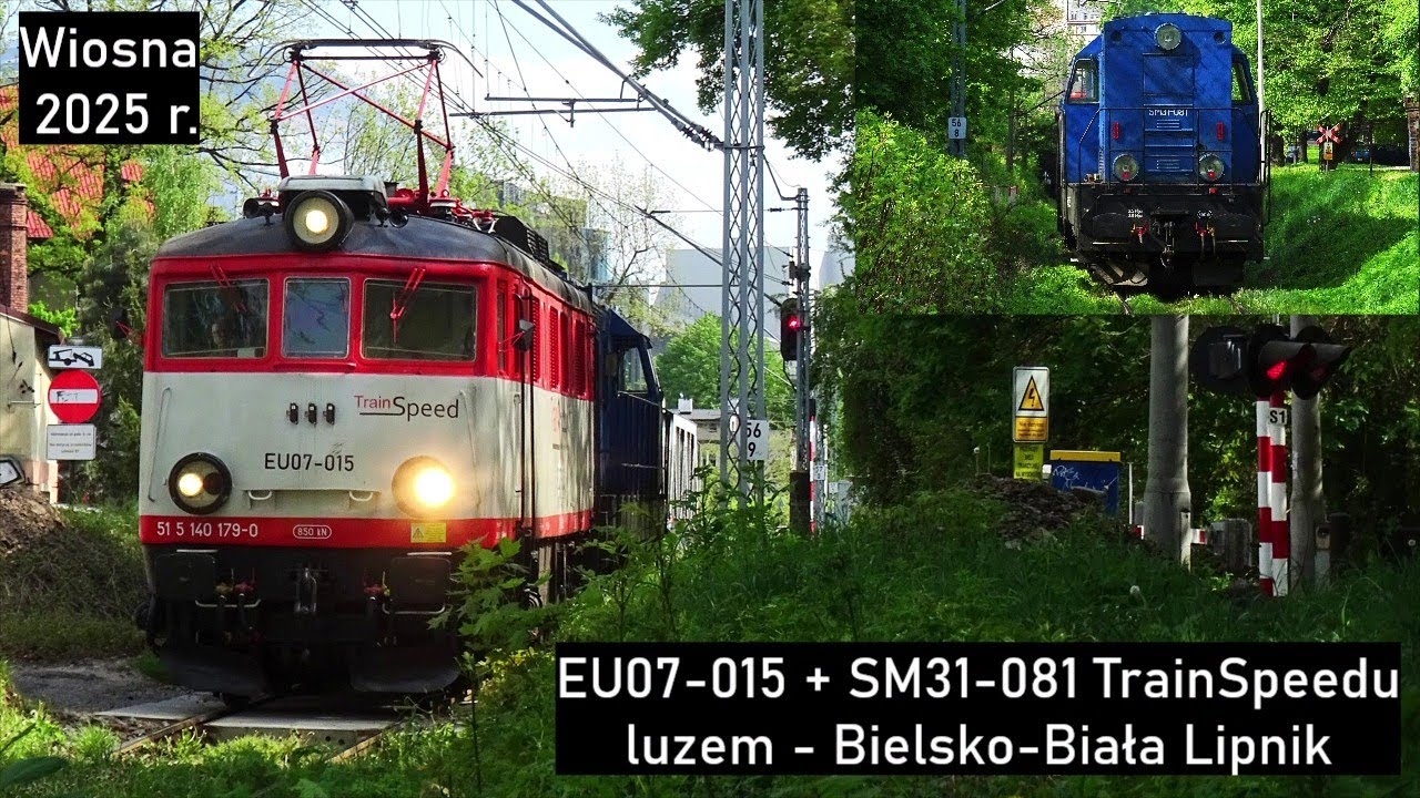 EU07-015 + SM31-081 TrainSpeedu w centrum miasta - Bielsko-Biała Lipnik