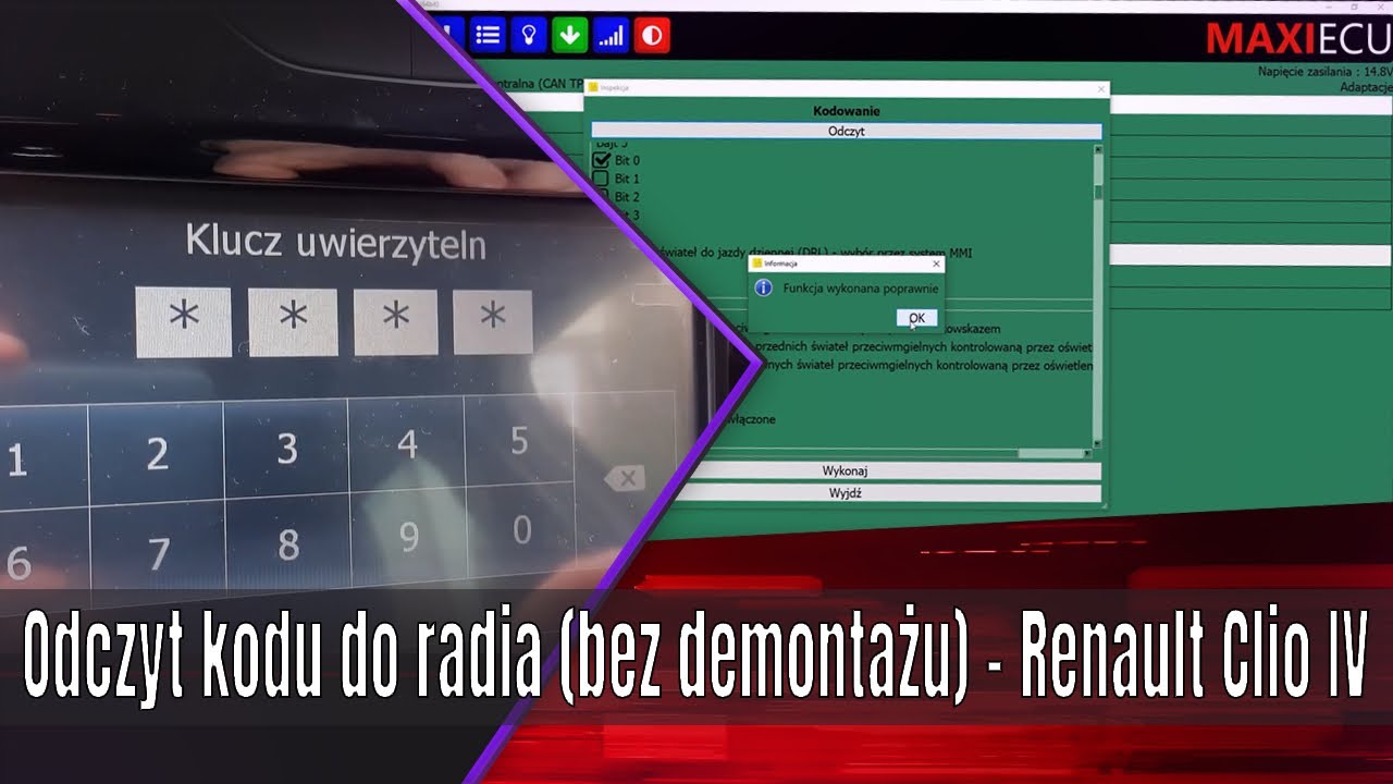Szybki odczyt kodu (PIN) do radia - Renault Clio IV (bez demontażu)
