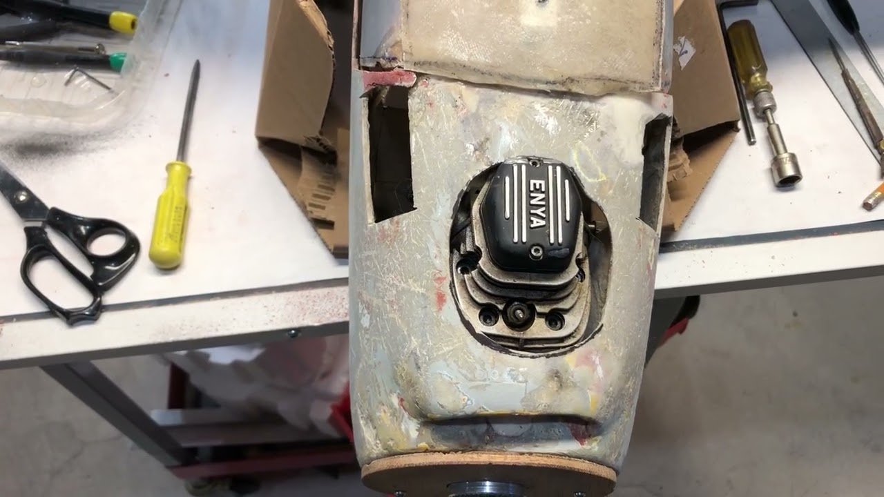 Trial fitting an old cowl to a new airplane @In The Pit