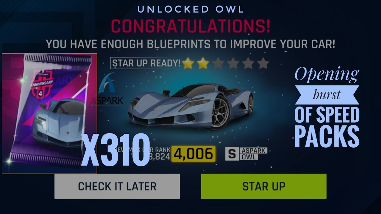 Asphalt 9 Legends Burst of speed Pack opening | 27,900 Tokens spent | Opening 310 packs