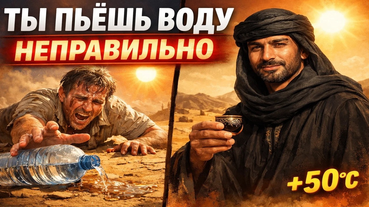 Ты пьёшь воду неправильно — вот как пьют те, кто выживает в +50°C