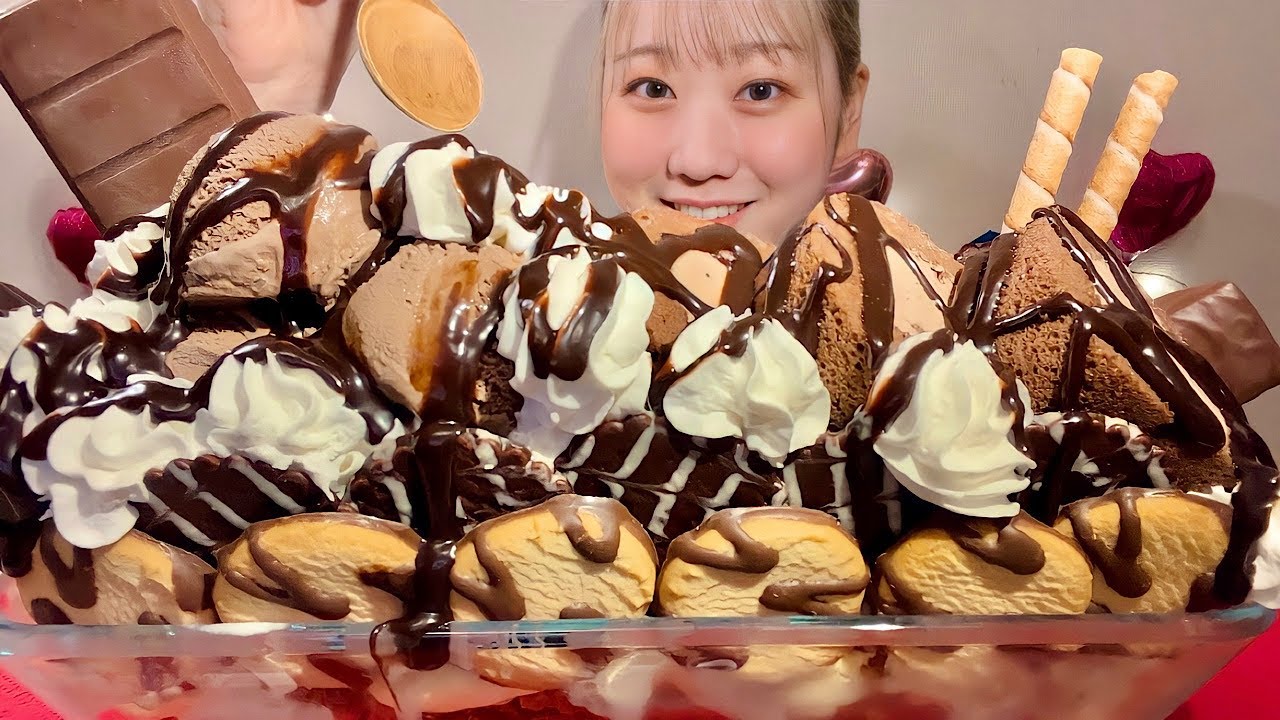 ASMR шоколадное парфе【русские субтитры】【Mukbang/ Eating Sounds】