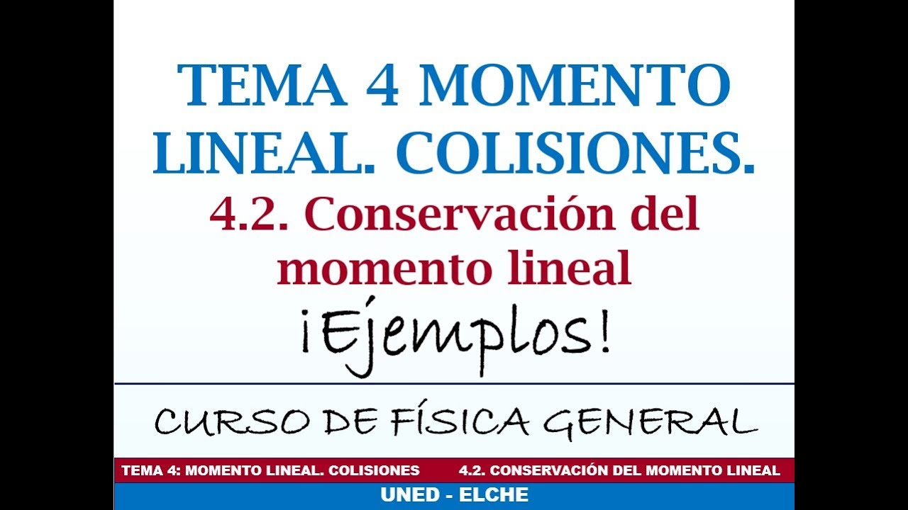 Curso de Física. Tema 4: Momento lineal. Colisiones. 4.2 Conservación del momento lineal Ejemplos